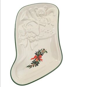Pfaltzgraff Christmas Stocking Shaped cookie dish